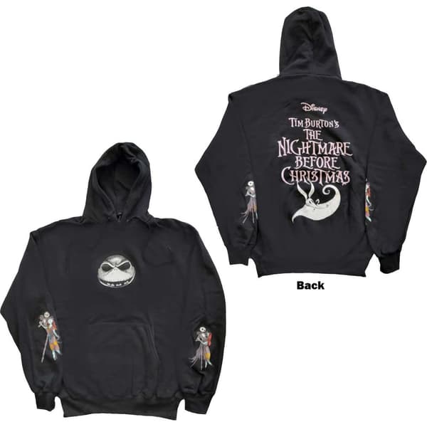 Disney Unisex Pullover Hoodie: The Nightmare Before Christmas Jack & Sally Dancing (Back & Sleeve Print) (Large)