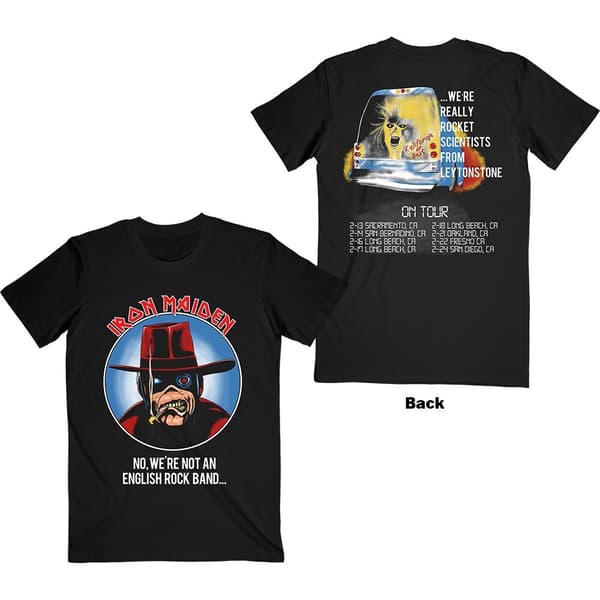 Iron Maiden Unisex T-Shirt: Not An English Rock Band (Back Print) (Small)