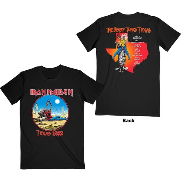 Iron Maiden Unisex T-Shirt: The Beast Tames Texas (Back Print) (Medium)