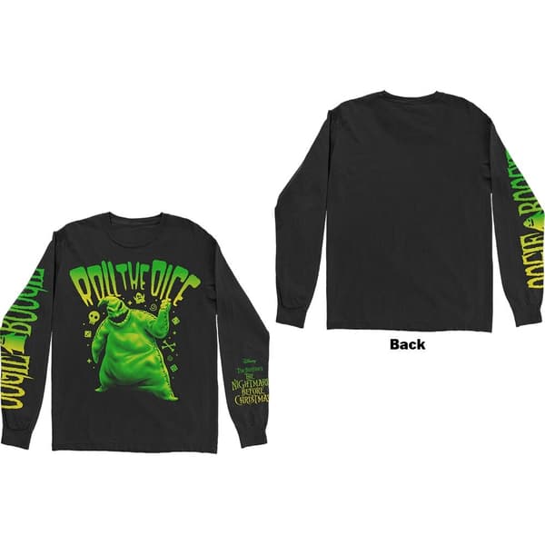 Disney Unisex Long Sleeved T-Shirt: The Nightmare Before Christmas Roll The Dice (Sleeve Print) (Medium)