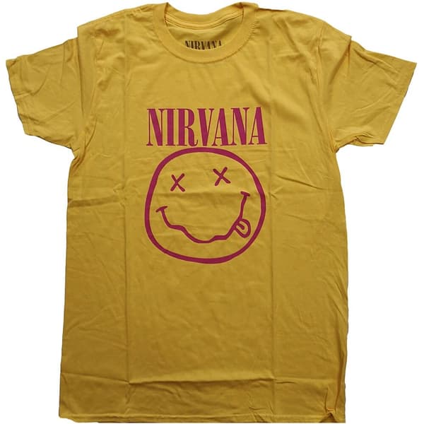 Nirvana Unisex T-Shirt: Pink Smiley (Medium)