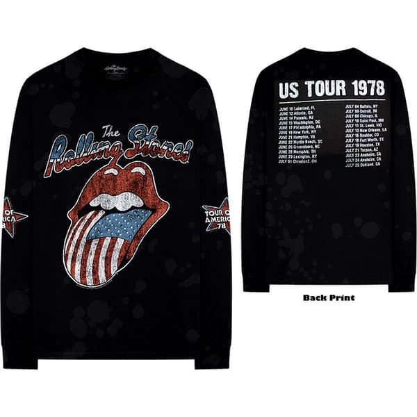 The Rolling Stones Unisex Long Sleeved T-Shirt: US Tour '78 (Back & Sleeve Print) (Large)
