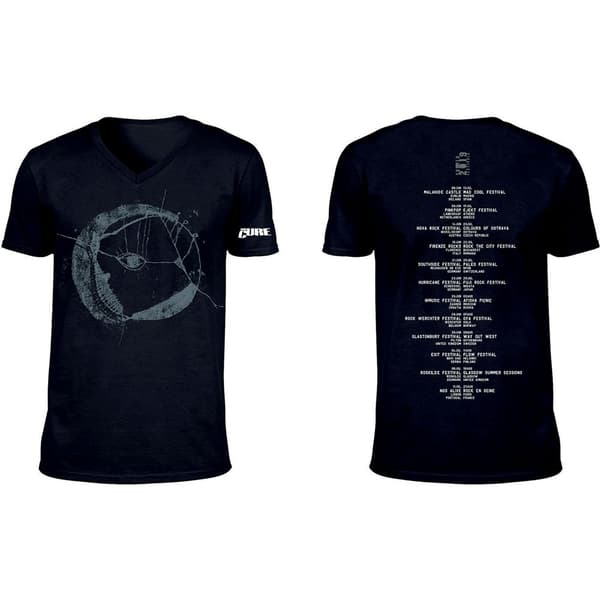 The Cure Unisex T-Shirt: Eyemoon Logo (Back Print/Ex-Tour/V-Neck) (Medium)