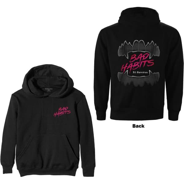 Ed Sheeran Unisex Pullover Hoodie: Bad Habits (Back Print) (Small)