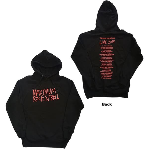 Primal Scream Unisex Pullover Hoodie: Maximum RnR (Back Print/Ex Tour) (Small)