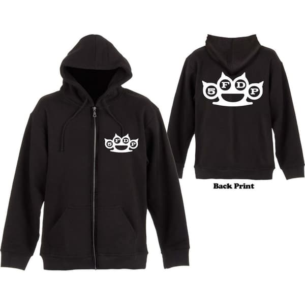 Five Finger Death Punch Unisex Zipped Hoodie: Knuckles (Back Print) (XX-Large)