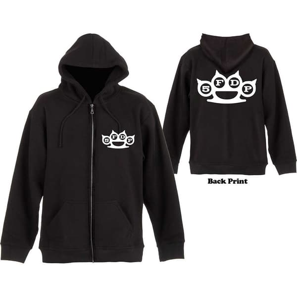 Five Finger Death Punch Unisex Zipped Hoodie: Knuckles (Back Print) (XX-Large)