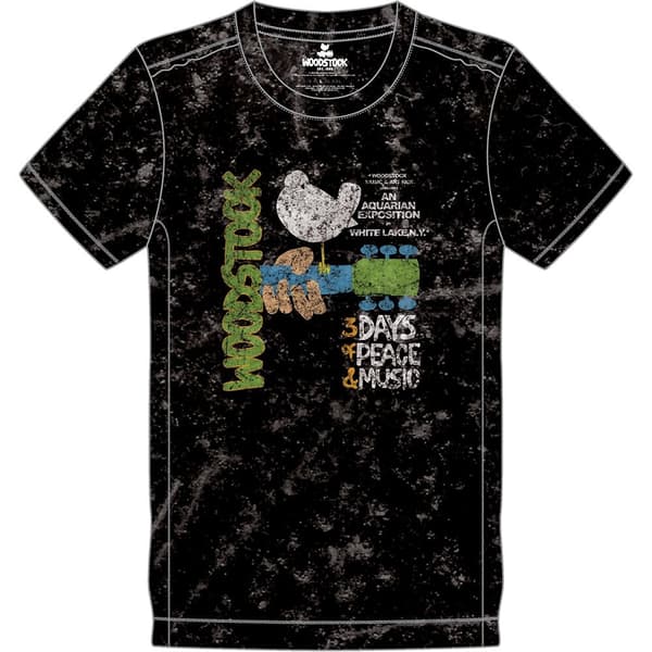 Woodstock Unisex Snow Wash T-Shirt: Poster (Large)