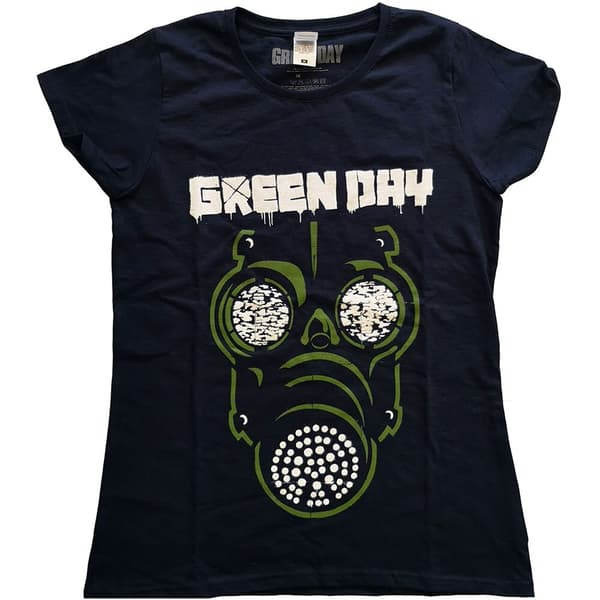 Green Day Ladies T-Shirt: Green Mask (X-Small)