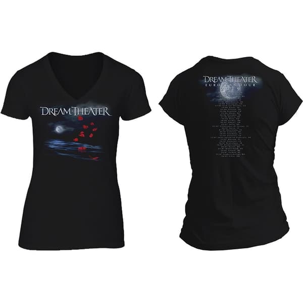 Dream Theatre Ladies T-Shirt: Rose Petals Moon (Back Print) (Large)