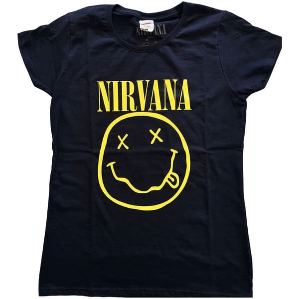 Nirvana Ladies T-Shirt: Yellow Smiley (Small)