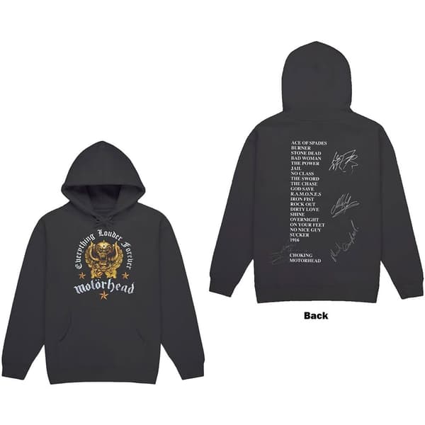 Motorhead Unisex Pullover Hoodie: Everything Louder Forever (Back Print) (X-Large)