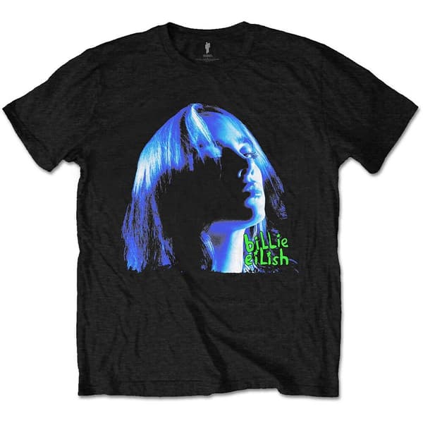 Billie Eilish Unisex T-Shirt: Neon Shadow Blue (Large)