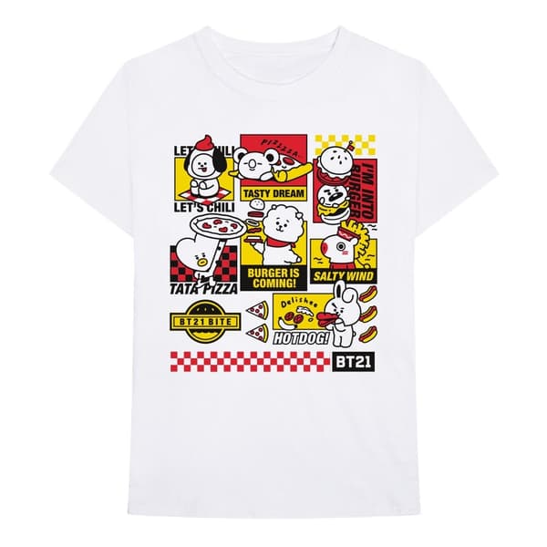 BT21 Unisex T-Shirt: Bite Fast Food (XX-Large)