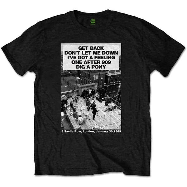 The Beatles Unisex T-Shirt: Rooftop Songs (Large)
