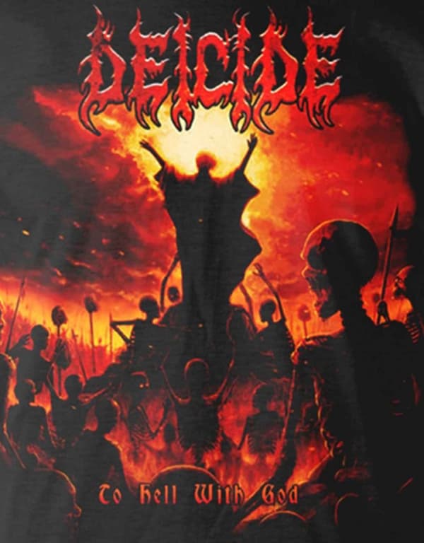 Deicide T Shirt To Hell With God Band Logo Official Mens Black Long Sleeve