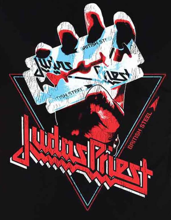 Judas Priest T Shirt British Steel Hand Triangle Logo Official Mens Black