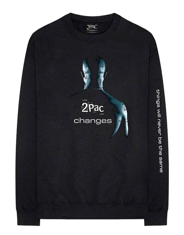Tupac T Shirt Changes Logo Official Long Sleeve Black Unisex Black M