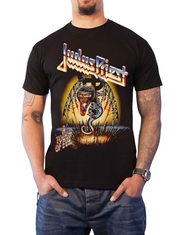 Judas Priest T Shirt Touch Of Evil Live band logo Official Mens Black