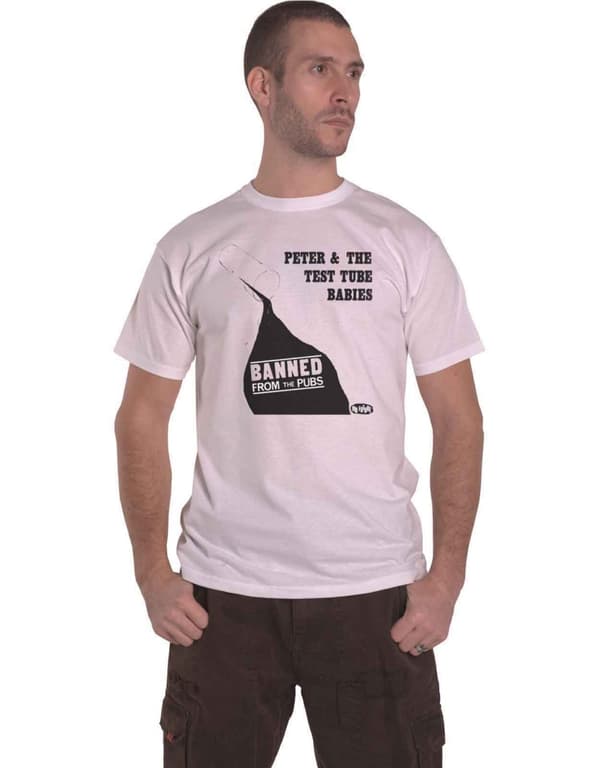Peter & The Test Tube Babies T Shirt Banned From The Pubs Official Mens White White XXL