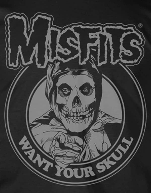 Misfits T Shirt Want Your Skull Band Logo Official Mens Black