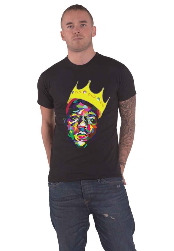 Biggie Smalls T Shirt Crown Color Portrait Logo Official Unisex Black