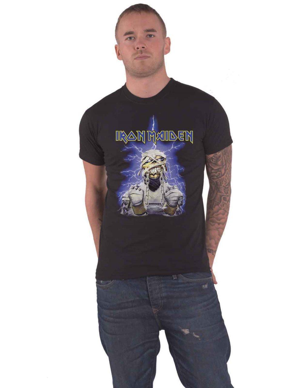 Iron Maiden T Shirt Powerslave Mummy Band Logo Official Mens Black