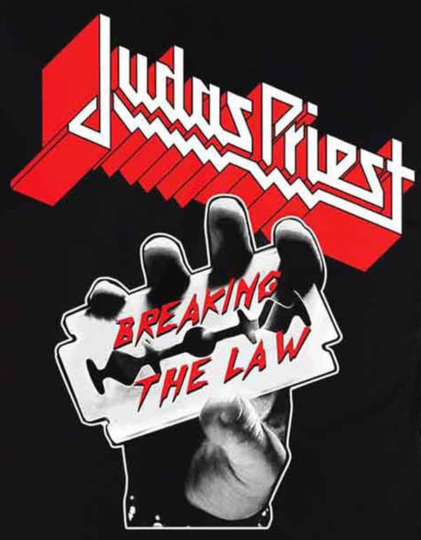 Judas Priest T Shirt Breaking The Law Razor Band Logo Official Mens Black