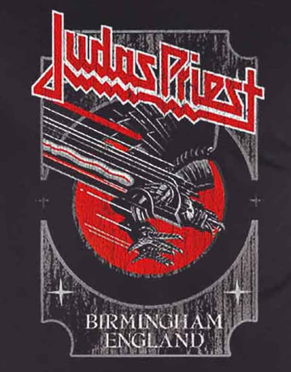 Judas Priest T Shirt Silver and Red Vengeance logo Official Mens Black