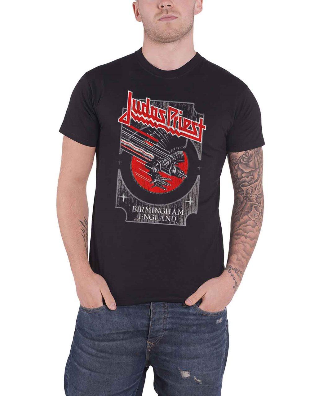 Judas Priest T Shirt Silver and Red Vengeance logo Official Mens Black