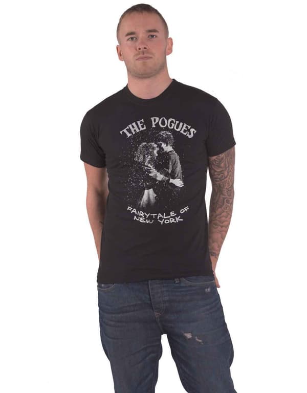 The Pogues T Shirt Fairytale Of York Band Logo Official Mens Black