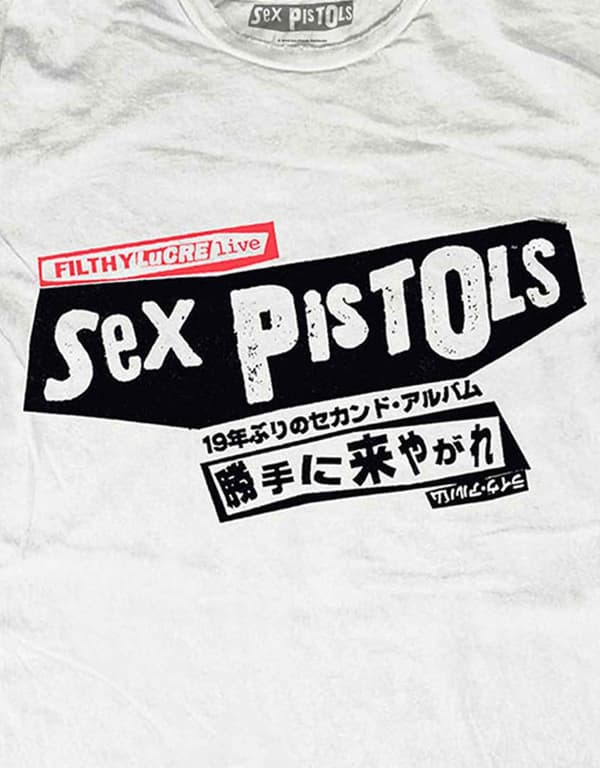 The Sex Pistols T Shirt Filthy Lucre Japan Band Logo Official Mens White