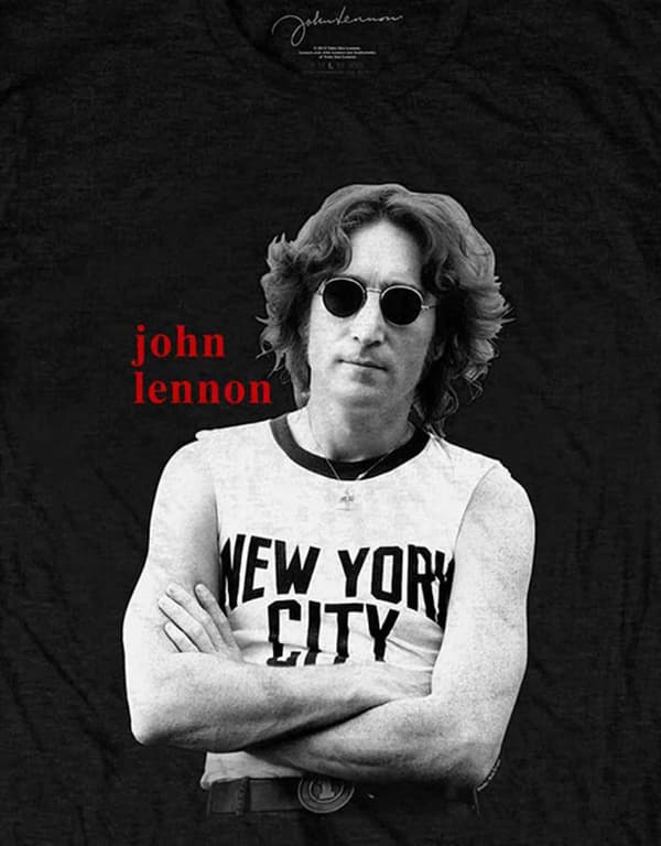 John Lennon T Shirt York City B&W Logo Official Mens Black