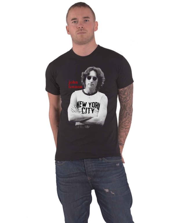 John Lennon T Shirt York City B&W Logo Official Mens Black