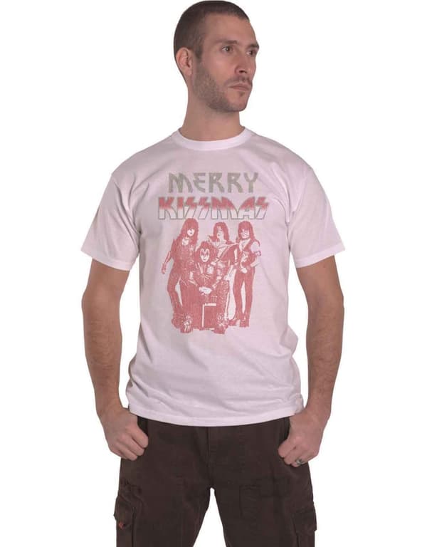 KISS T Shirt Merry Kissmas Band Logo Official Mens White