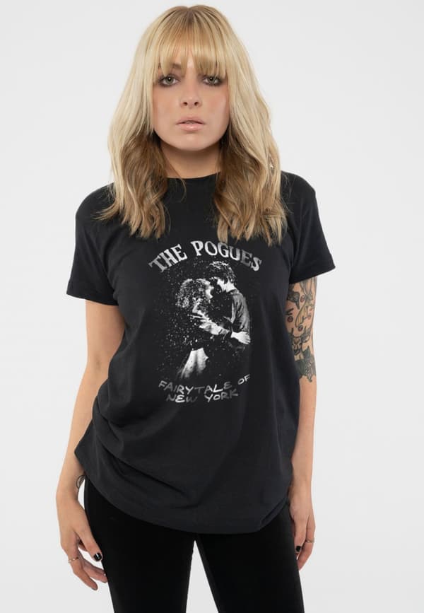 The Pogues T Shirt Fairytale Of York Band Logo Official Mens Black