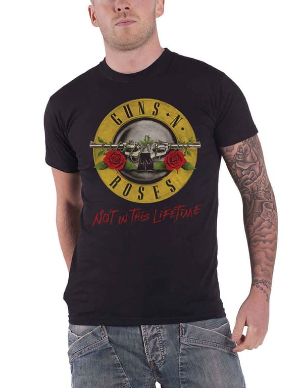 Guns N Roses T Shirt Not in this Lifetime Tour Band Logo Official Mens Black