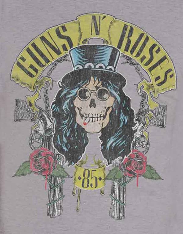 Guns N Roses T Shirt Slash '85 Band Logo Official Mens Grey
