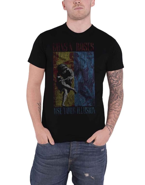 Guns N Roses T Shirt Use Your Illusion Band Logo Official Mens Black