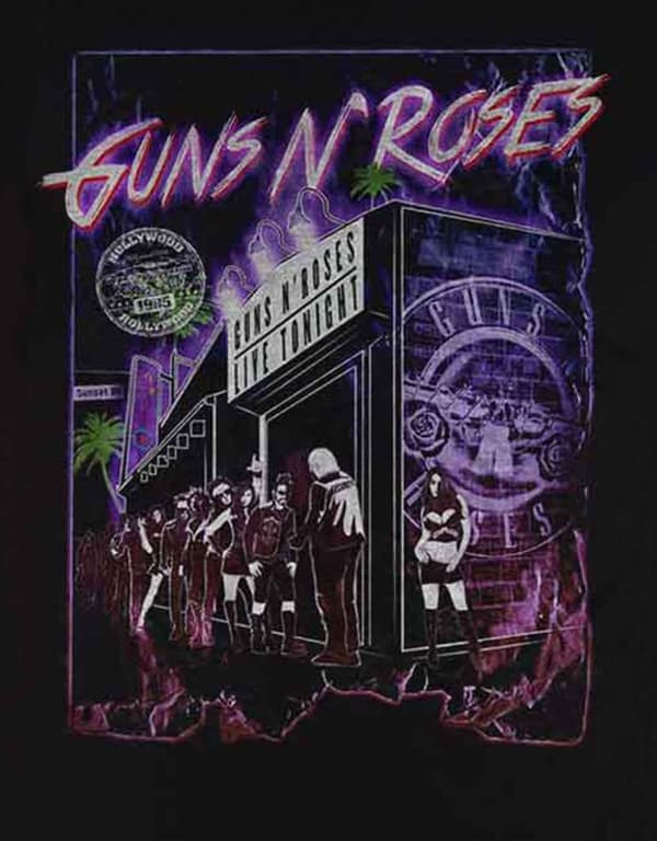 Guns N Roses T Shirt Sunset Boulevard Band Logo Official Mens Black