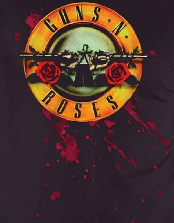 Guns N Roses T Shirt Bullets and Blood Band Logo Official Mens Black