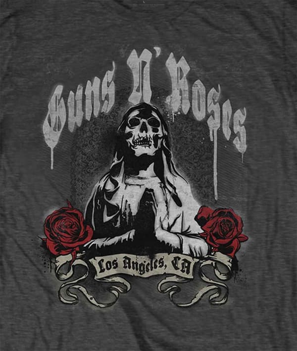Guns N Roses T Shirt Death Band Logo Official Mens Charcoal Grey