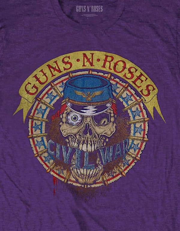 Guns N Roses T Shirt Skull Circle Band Logo Official Mens Purple