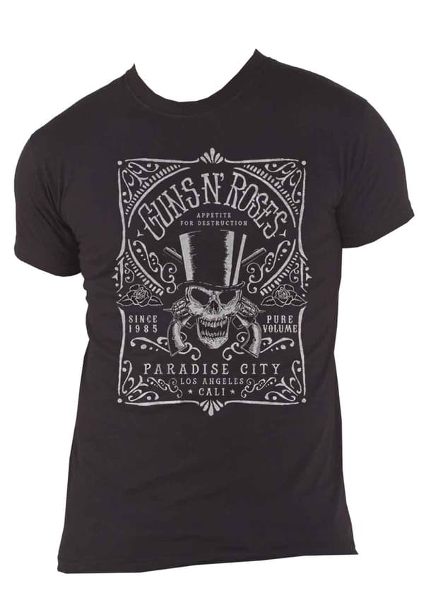 Guns N Roses T Shirt Bourbon Label Band Logo Official Mens Black