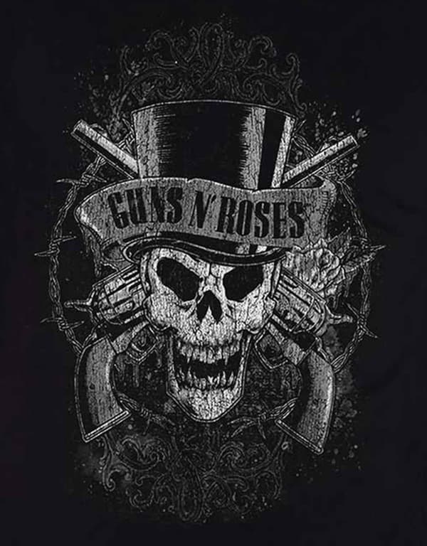 Guns N Roses T Shirt Faded Skull Band Logo Official Mens Black