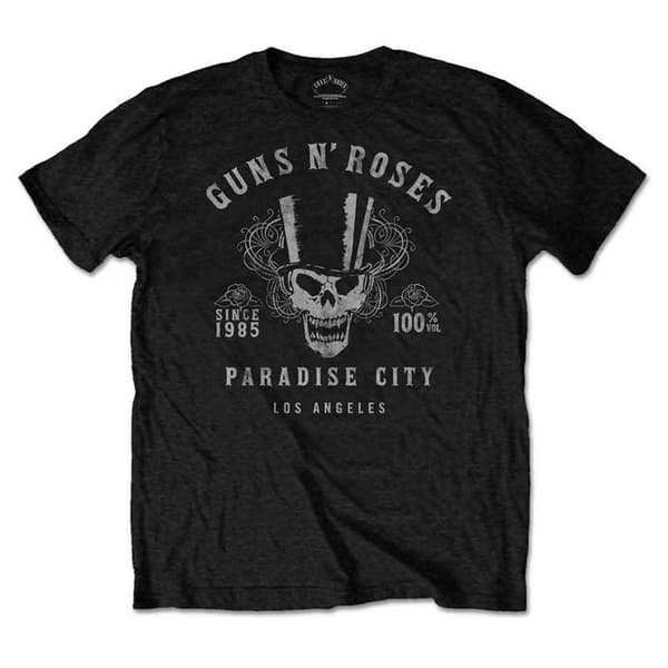 Guns N Roses T Shirt Paradise City 100% Volume Band Logo Official Mens Black