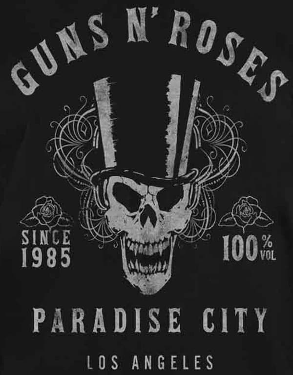 Guns N Roses T Shirt Paradise City 100% Volume Band Logo Official Mens Black