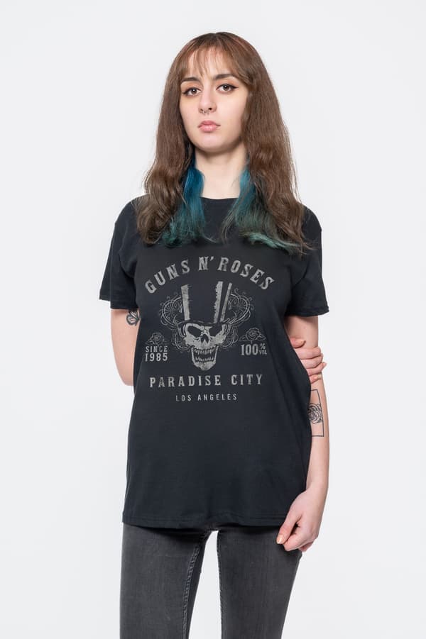 Guns N Roses T Shirt Paradise City 100% Volume Band Logo Official Mens Black