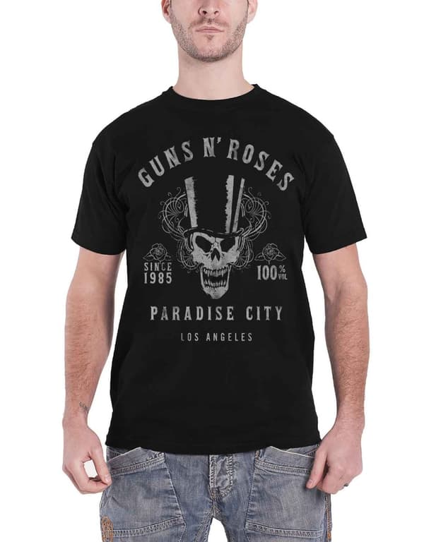 Guns N Roses T Shirt Paradise City 100% Volume Band Logo Official Mens Black
