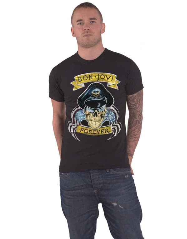 Bon Jovi T Shirt Forever Band Logo Official Black Unisex